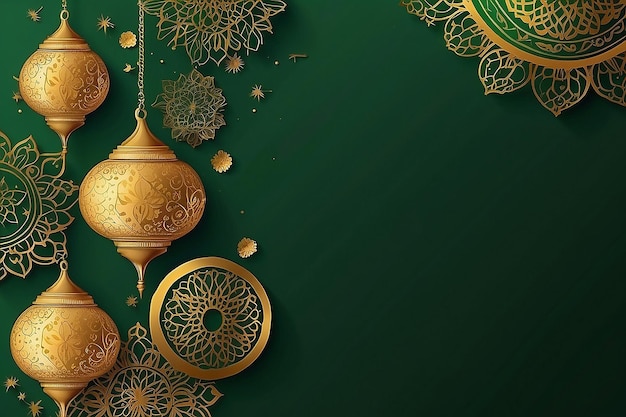 Gouden Eid Mubarak Het vieren van het islamitische feest op groen