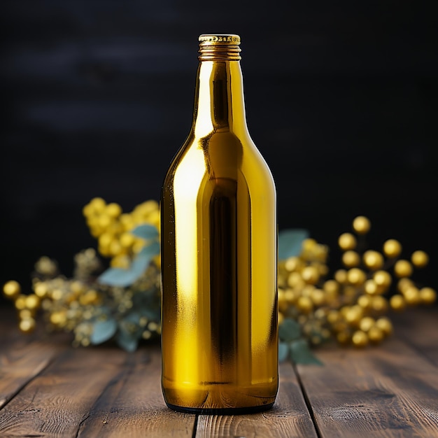 Foto gouden elegantie de aantrekkingskracht van de gouden fles