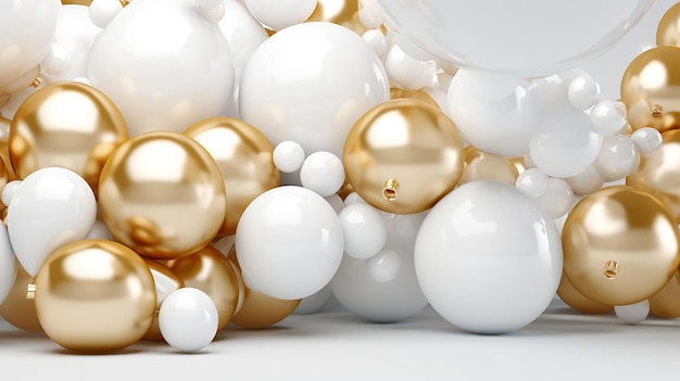 Gouden en witte ballonnen 3D-rendering