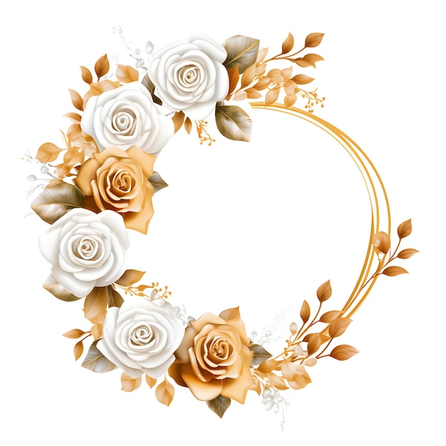 gouden en witte rozen Decoratief Sierframe Antiek Elegant Retro Royal Luxe geïsoleerd