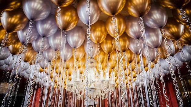 Gouden en zilveren ballonnen