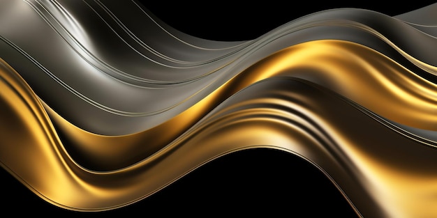 Gouden en zilveren Silk Waves Achtergrond Generatieve Ai