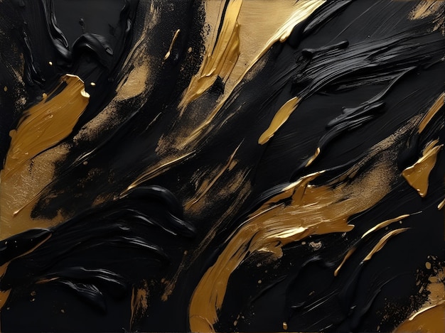 Gouden en zwarte olieverf textuur Abstracte achtergrond voor uw ontwerp AI gegenereerd