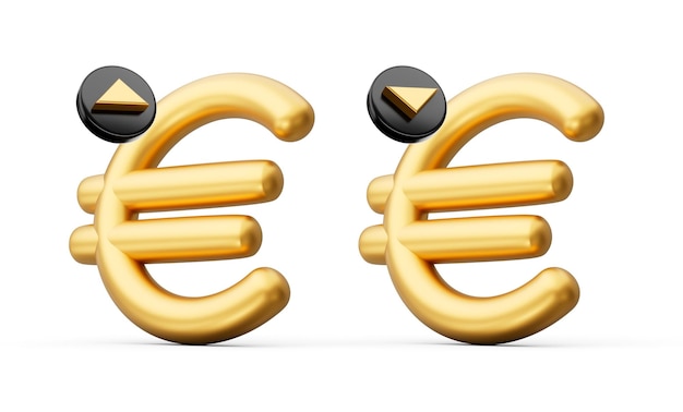 Gouden euroteken afgerond op witte achtergrond 3d illustratie