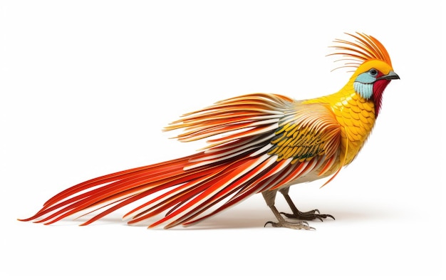 Gouden fazant 3D-look op witte achtergrond