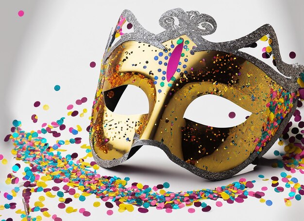 Gouden feestmasker met witte achtergrond