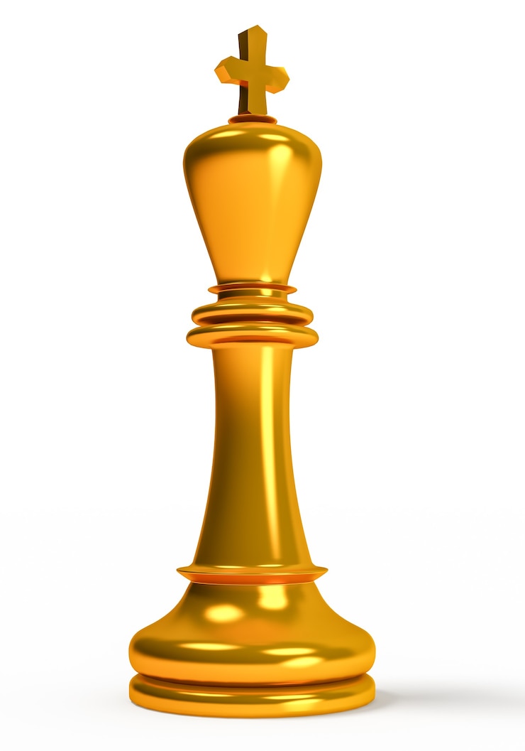 Foto gouden figuur van de koning op een witte achtergrond