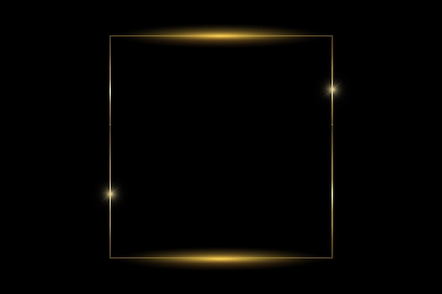 Gouden frame Bokeh Square Elegant Gouden glitter frame op zwarte achtergrond voor luxe ontwerpen