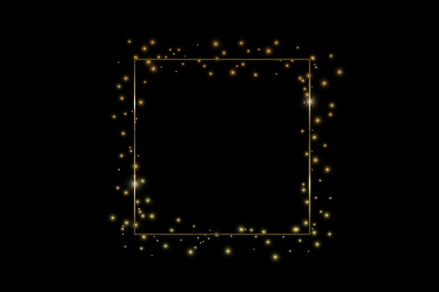 Gouden frame Bokeh Square Elegant Gouden glitter frame op zwarte achtergrond voor luxe ontwerpen