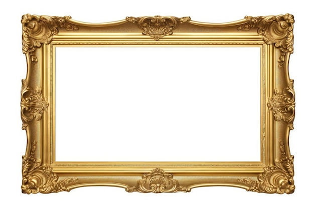 Gouden frame op witte achtergrond op een witte of heldere oppervlakte PNG doorzichtige achtergrond