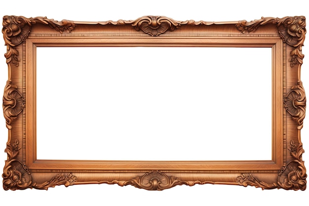 Gouden frame voor een foto in een klassieke barokke stijl op een witte achtergrond Illustratie Generatieve AI