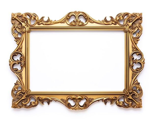 Gouden frame voor een foto in een klassieke barokke stijl op een witte achtergrond Illustratie Generatieve AI