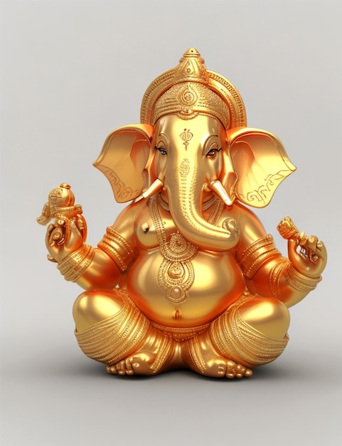 Gouden Ganesha geïsoleerd op een witte achtergrond met kopieerruimte