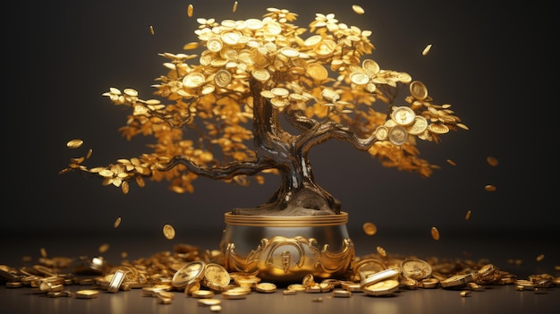Gouden geldboom gelukspapier