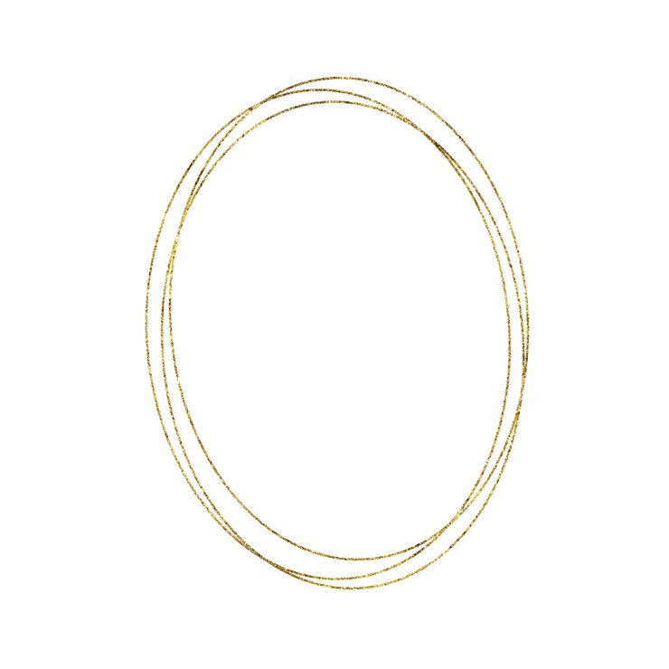 Foto gouden geometrisch rond ovaal frame dat op witte achtergrond wordt geïsoleerd