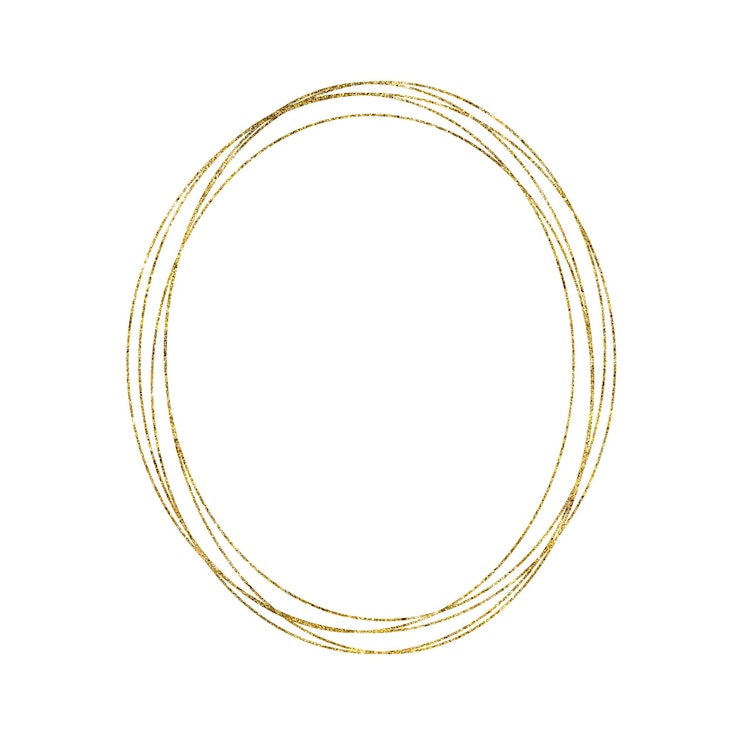 Foto gouden geometrisch rond ovaal frame dat op witte achtergrond wordt geïsoleerd