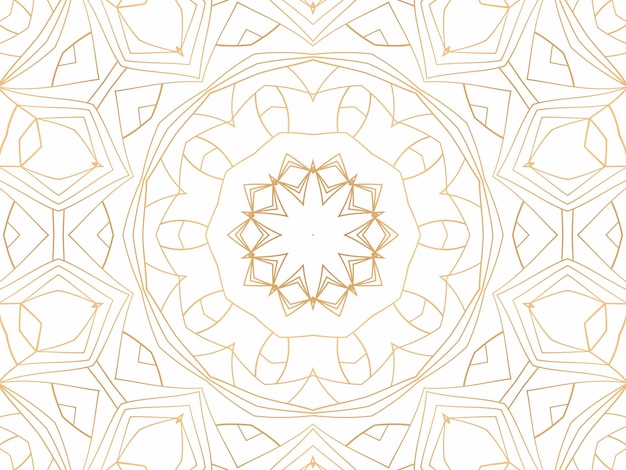 Gouden geometrische abstracte achtergrond op wit. patroon voor decoratie en ontwerp, symmetrisch patroon van gouden kleur