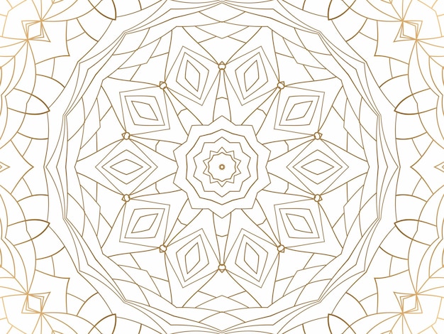 Gouden geometrische abstracte achtergrond op wit Patroon voor decoratie en ontwerp symmetrisch patroon van gouden kleur