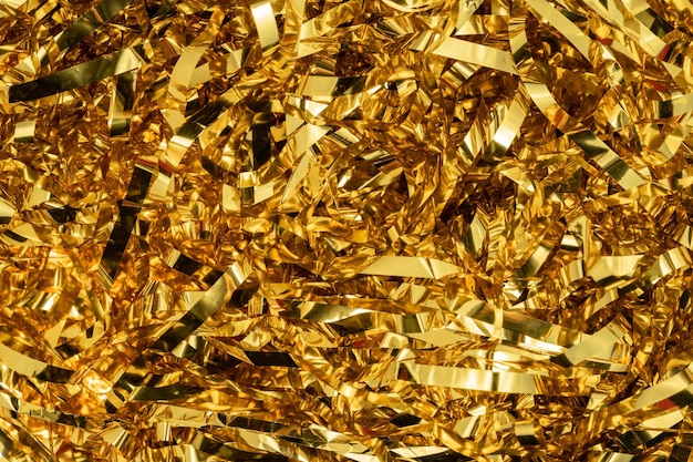 Gouden glanzende tinsel linten Gouden sequins sprankelende strepen van serpentine feestelijk decor voor nieuw