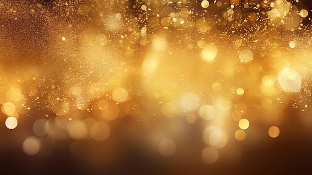 Gouden glinsterende achtergrond schitterende wazige spotlichten Bokeh Glinsterende gouden licht achtergrond textuur