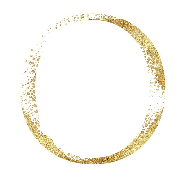 Foto gouden glitter hoofdletter o met dispersie-effect geïsoleerde illustratie