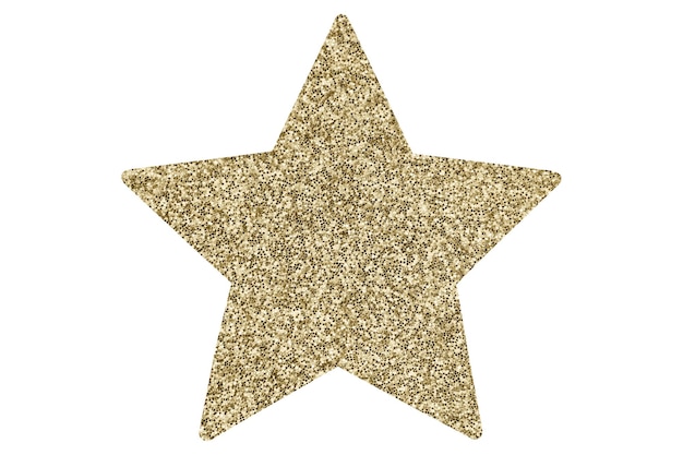 Foto gouden glitter kerstster ornament geïsoleerd op een witte achtergrond