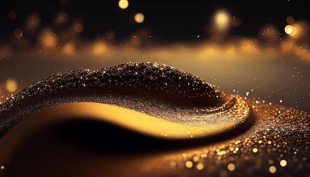 Gouden glitter schittert stroom in golf abstracte achtergrond Generatieve AI