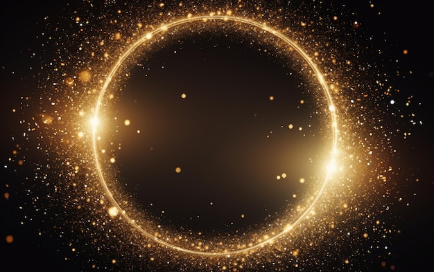 Gouden glitter sparkle deeltje circulaire frame achtergrond