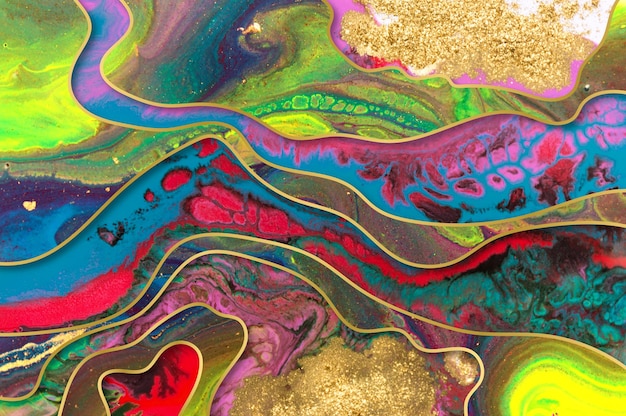 Gouden golven lagen abstracte psychedelische achtergrond