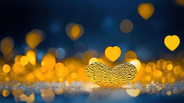 Gouden hart op bokeh achtergrond Valentijnsdag in Oekraïne concept Generatieve AI