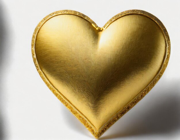 Foto gouden hart op witte achtergrond valentijnsdag concept