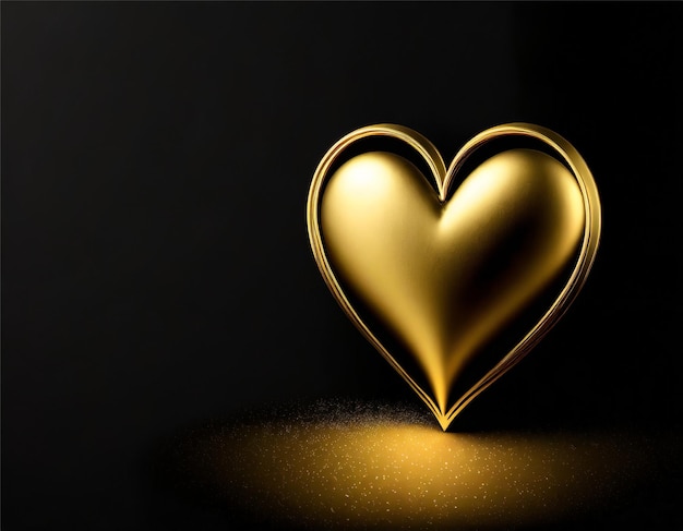 Foto gouden hart op zwarte achtergrond valentijnsdag concept