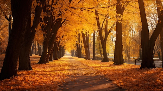 Gouden herfst in het parkbos