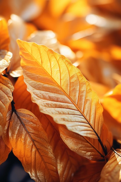 Gouden herfstbladeren die in het zonlicht vallen