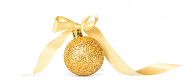 Gouden kerstbal met geïsoleerd lint