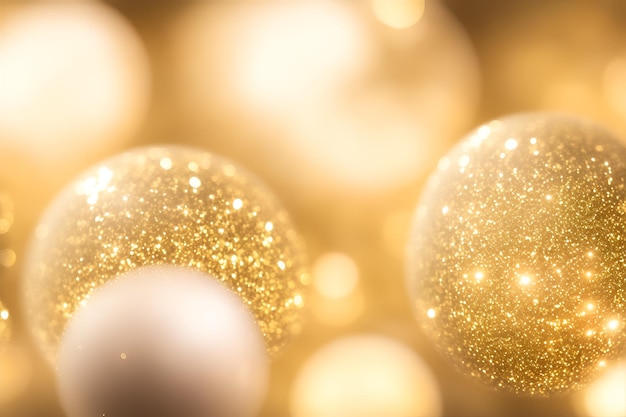 Gouden kerstballen op bokeh achtergrond Nieuwjaar concept