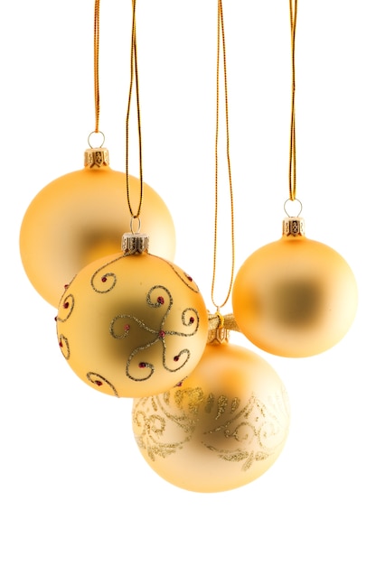 Gouden kerstballen op wit