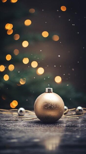 Gouden kerstkleding op een houten tafel met bokeh ai