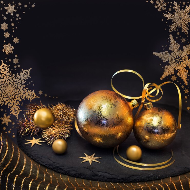 Foto gouden kerstversiering op de winter