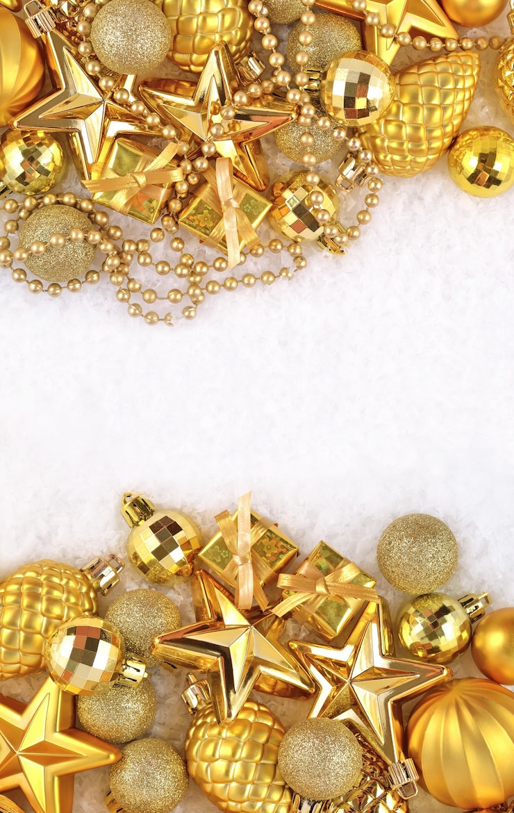 Foto gouden kerstversieringen