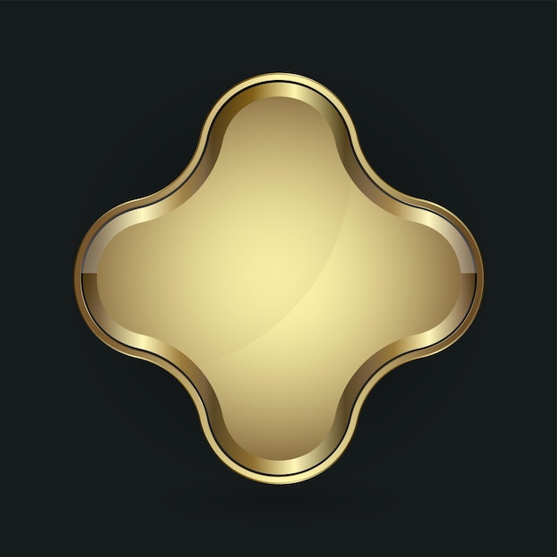 Gouden knopontwerp in vorm met premium frame vector illustratie gouden glanzend label voor spel
