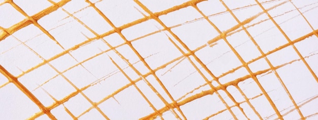 Gouden lijnen en splashes getekend op witte achtergrond Abstracte kunst achtergrond met gele penseelstreek