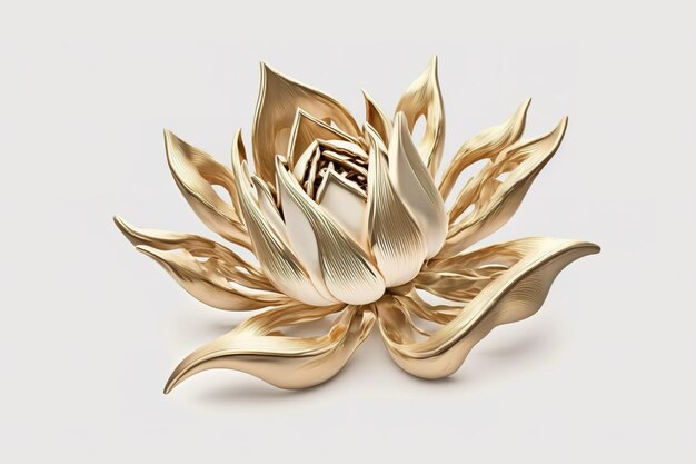 Gouden lotus lijn geïsoleerd op witte achtergrond Mooie minimalistische print