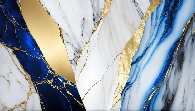 gouden marmer abstracte achtergrond met blauwe Generatieve AI illustrator