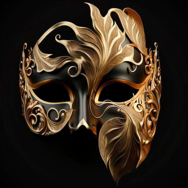 Gouden maskerade masker geïsoleerd op zwarte achtergrond