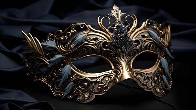 Foto gouden maskerade venetiaanse masker versierd met rijke decoratieve ontwerpen