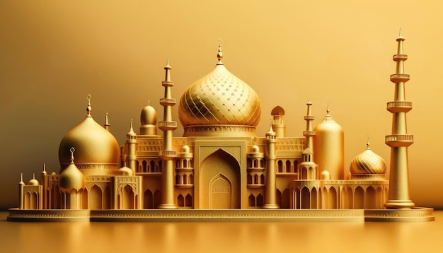 Gouden moskee en tempel inspirerende islamitische feesten Generatieve AI