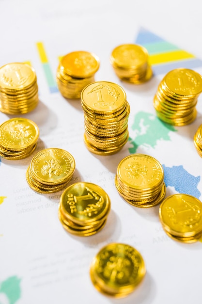 Foto gouden munten in de economische en financiële wereld