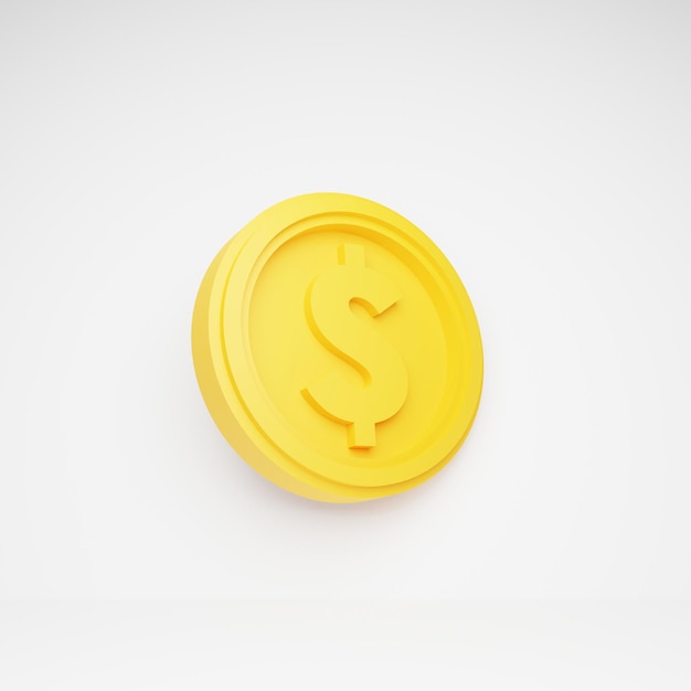 Gouden munten met dollarteken geïsoleerd op een witte achtergrond 3D-weergave