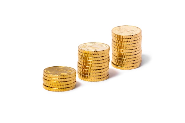 Gouden munten toenemende stapels